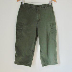 Cargo Cropped Pants Uniqlo Army Green Side Cargo Pockets Cuffed Small 27 - 30